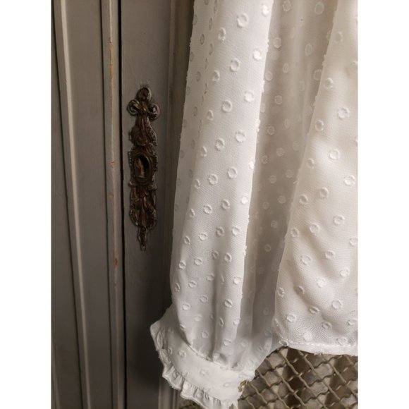 Zara Cream Swiss Dot vintage Bohemian top - Picture 7 of 10